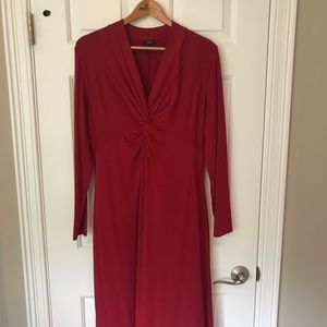 Talbots Twist Front Midi Dress - Classic Red